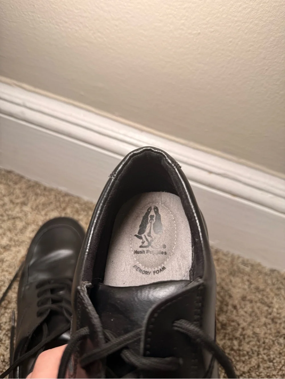 Hush Puppies Black Leather Shoes Size 4.5W